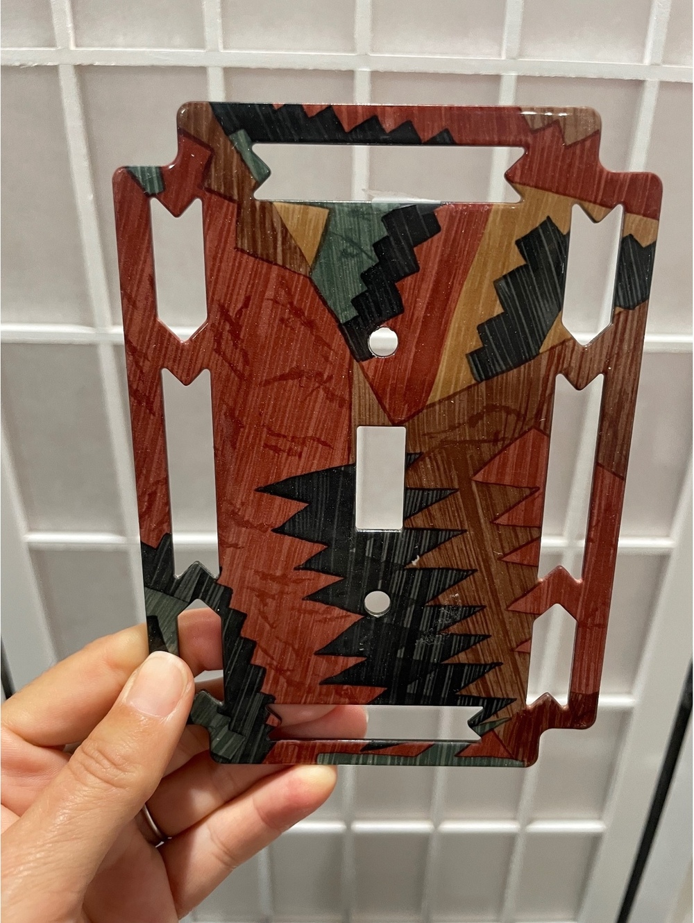 Vintage 90's Geometric Pattern Light Switch Cover Plate